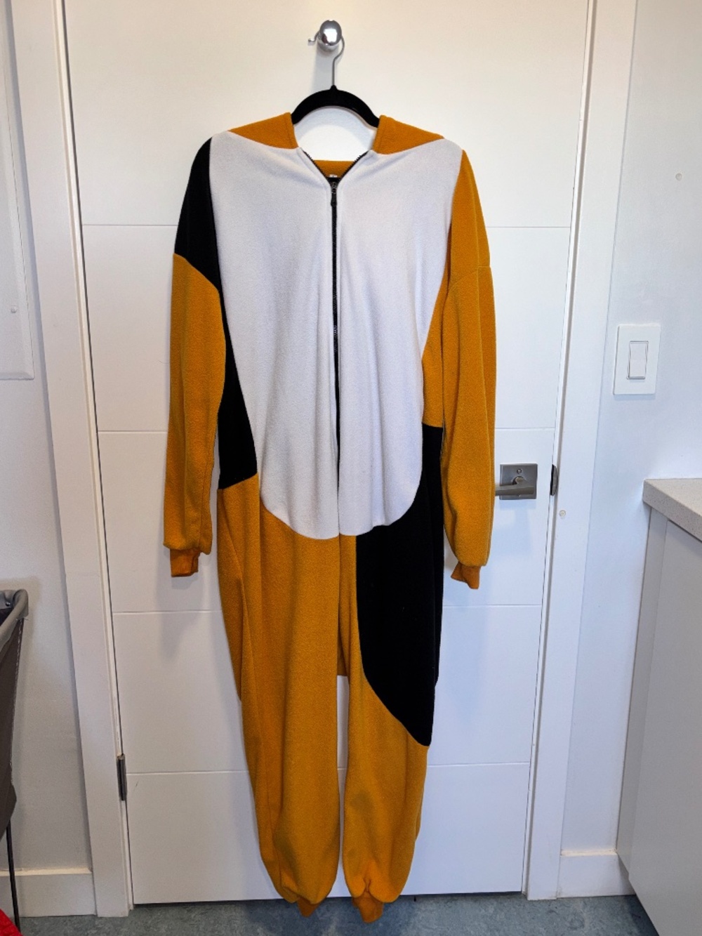 Adult Unisex Yellow White Guinea Pig Fleece Onesie Costume Large